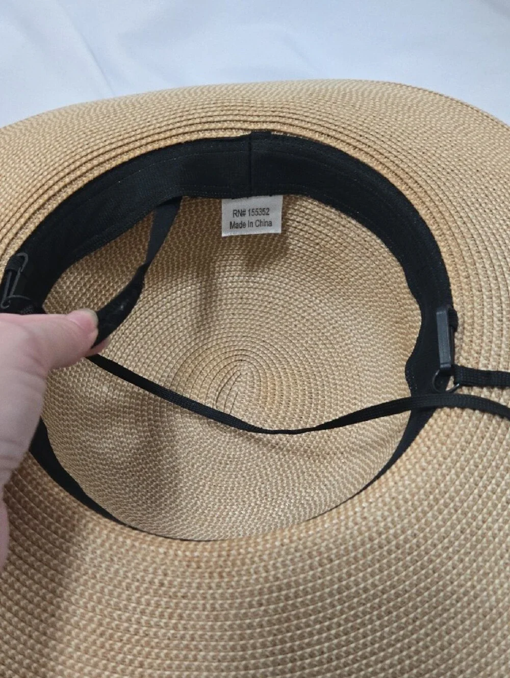 Jasmine Beige Straw Sun Hat with Black Ribbon Beach Vacay